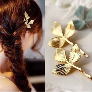 NEW 2 Piece Gold Leaf Hair Pin Set